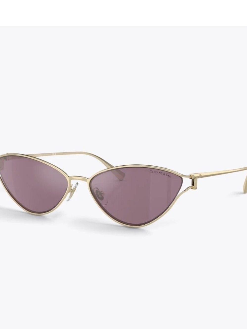 Tiffany & Co. Gold Cat-Eye Sunglasses with Blue-Gray Lenses